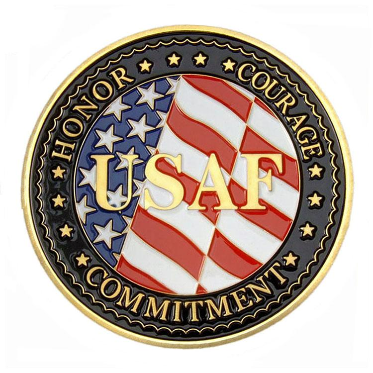 3D Gold USAF Military Soft Enamel Challenge Coin