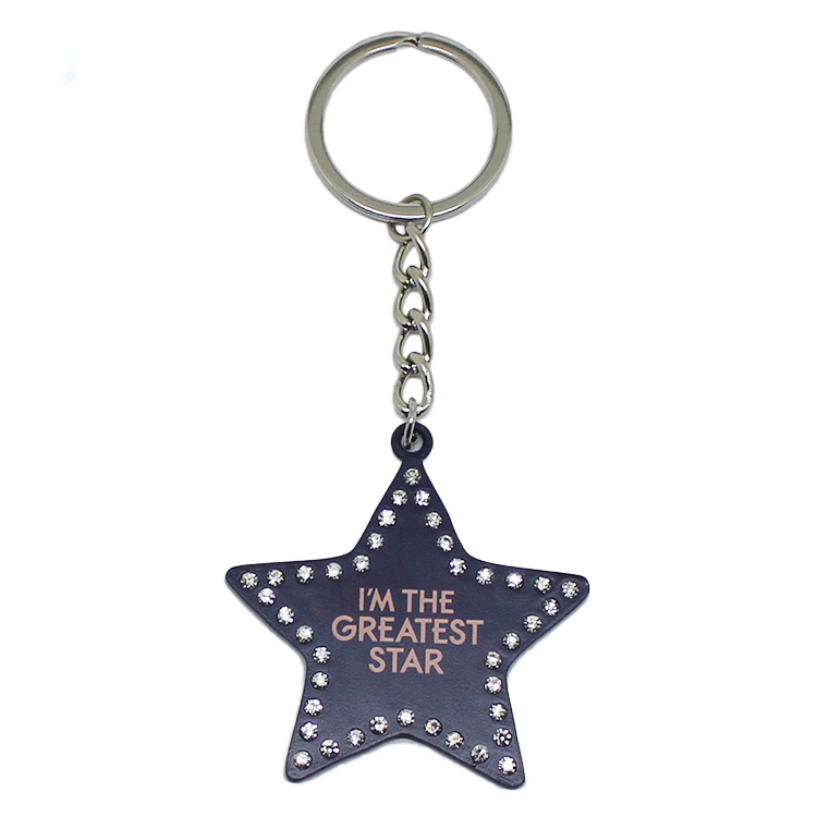 Custom Logo Printed Crystal Star Metal Keychain