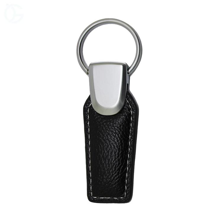 New Matt Silver Metal Blank Leather Keychain