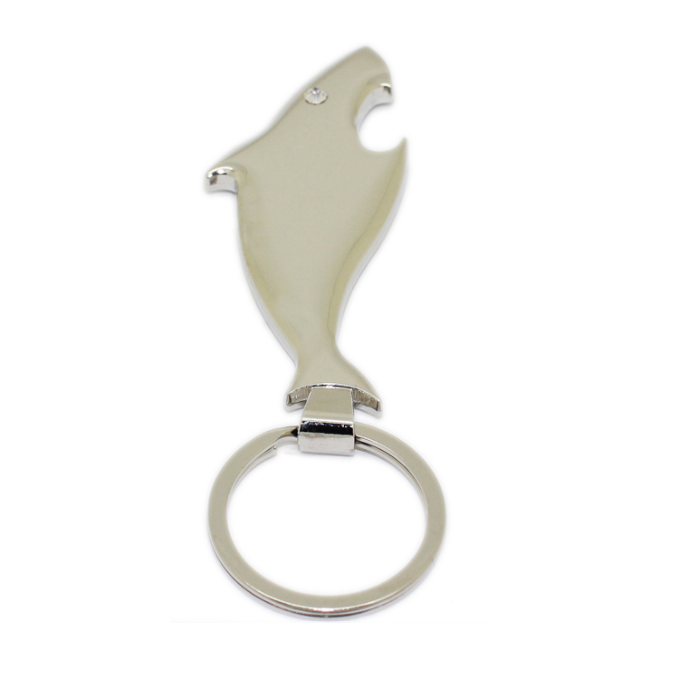 Crystal Shark Shaped Metal Bottle Opener Keychain