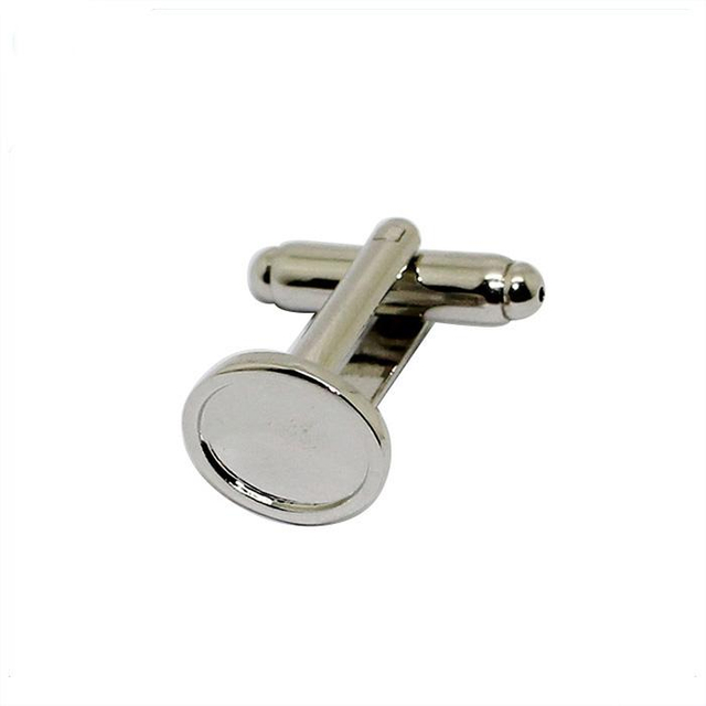 Silver Round Shaped Blank Metal Cufflinks