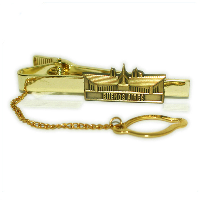 3D Antique Gold Building Metal Tie Clip
