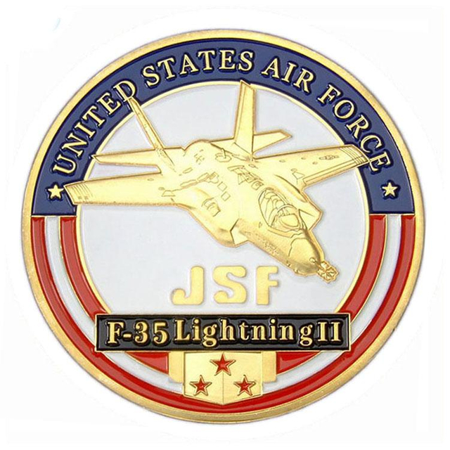 3D Gold USAF Military Soft Enamel Challenge Coin