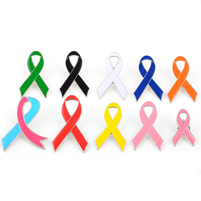 Custom Metal Pink Soft Hard Enamel Breast Cancer AIDS Ribbon Lapel Pin