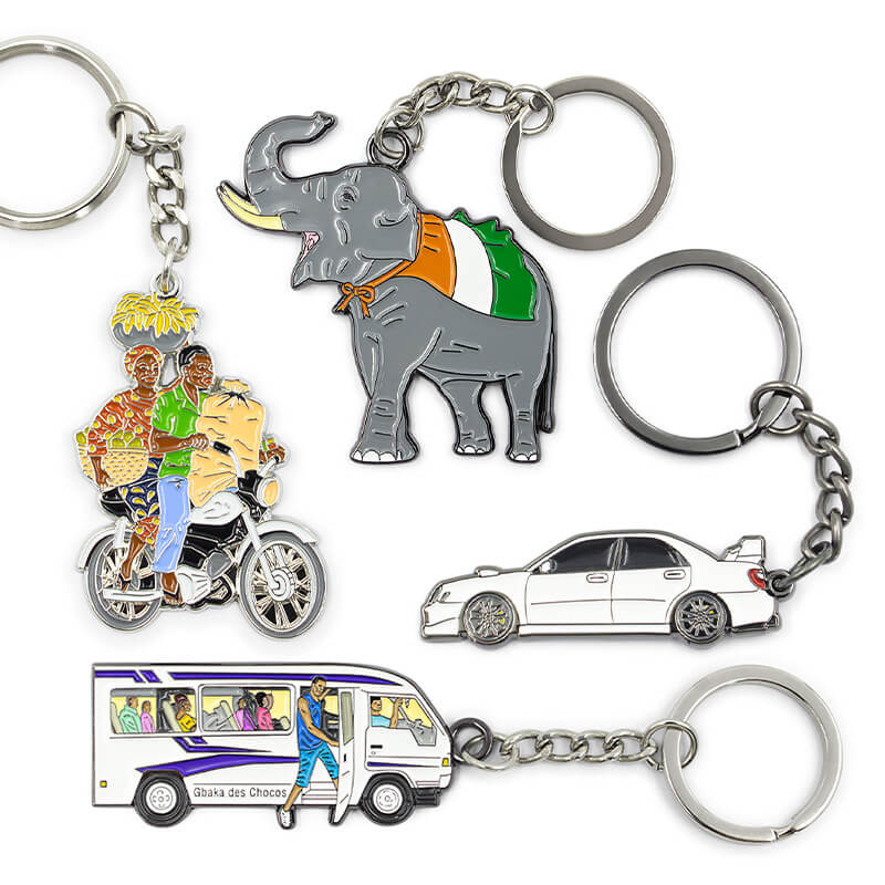 custom enamel car keychain used as promotional gifts and branded giveaways for corporate events