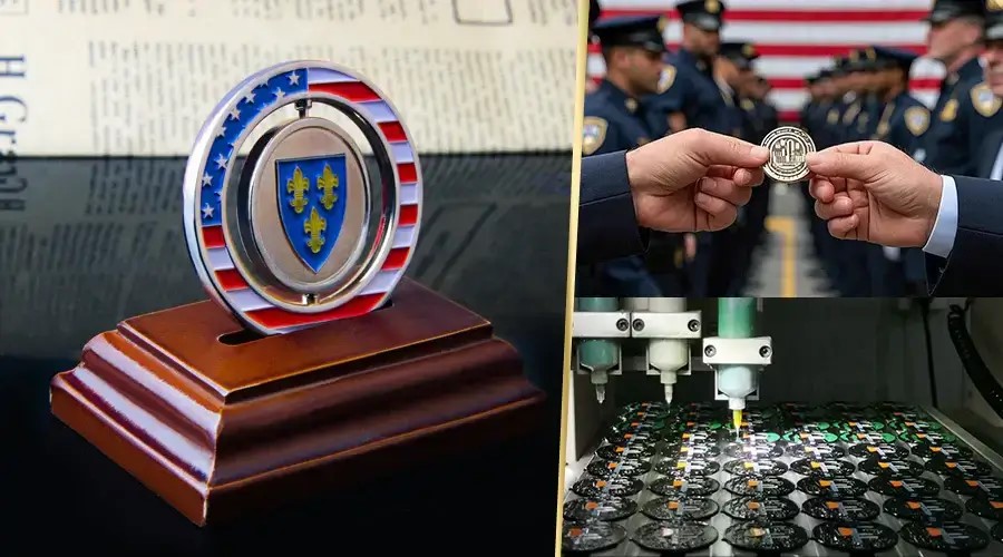 Custom Challenge Coin on Display Stand