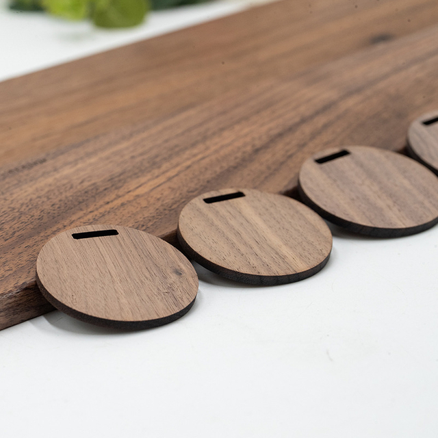 Personalised Blanks Round Wood Wooden Name Engraved Keychain