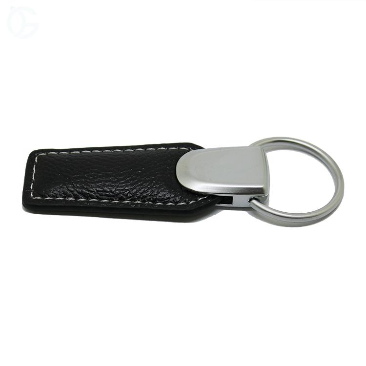 New Matt Silver Metal Blank Leather Keychain