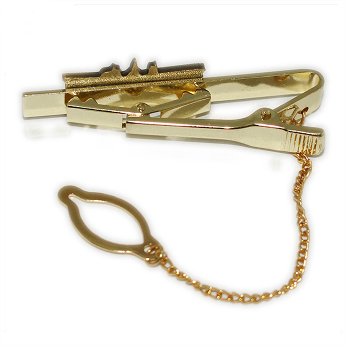 3D Antique Gold Building Metal Tie Clip