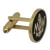 Gold Round Shaped Navy Metal Cufflinks