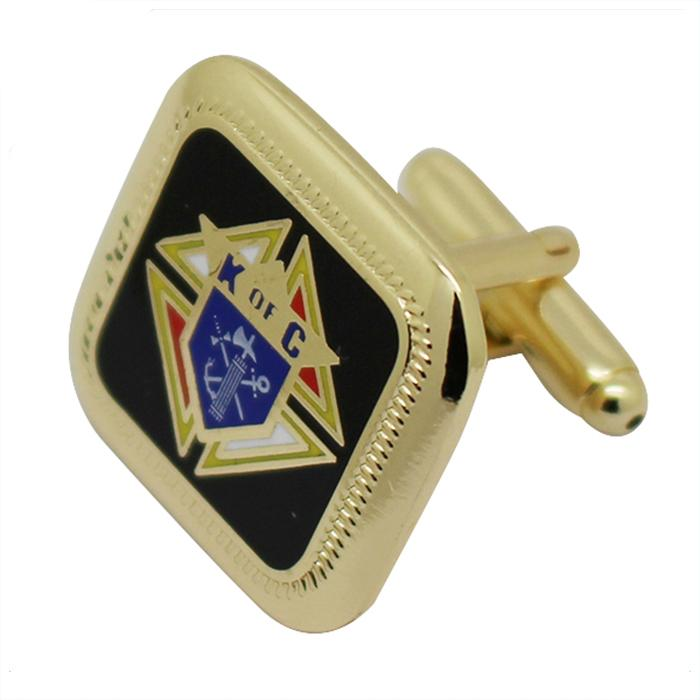 Gold Square Shaped Hard Enamel Metal Cufflinks