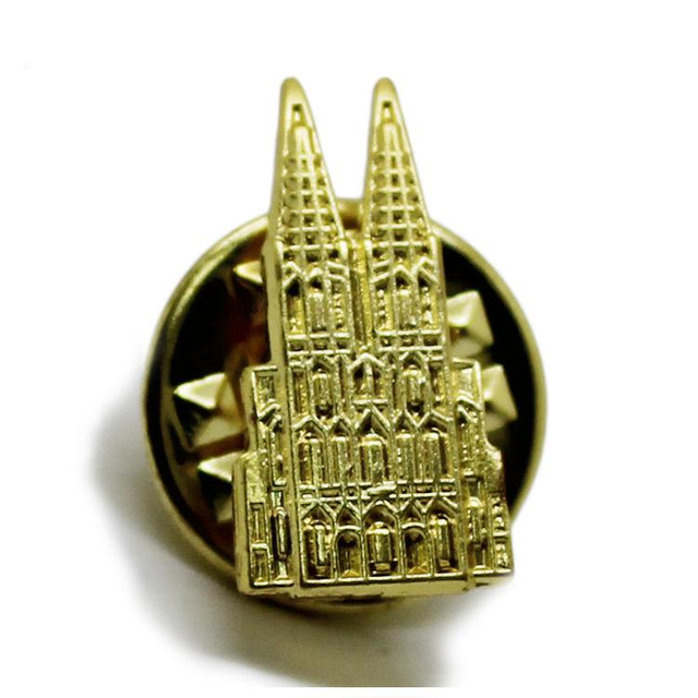 3D Gold Mini Tower Metal Lapel Pin