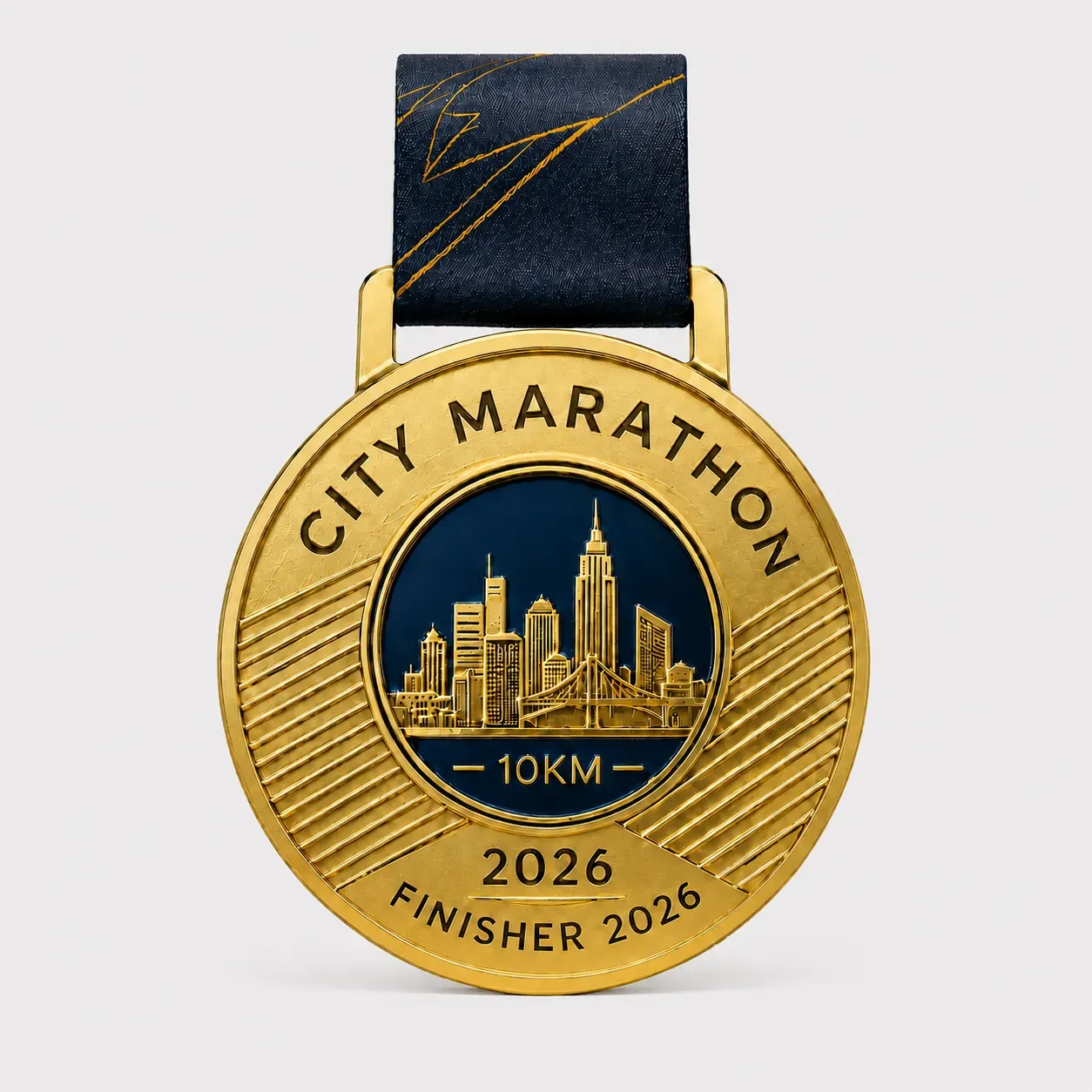 Custom 10K Gold Medal — 2026 Themed City Marathon