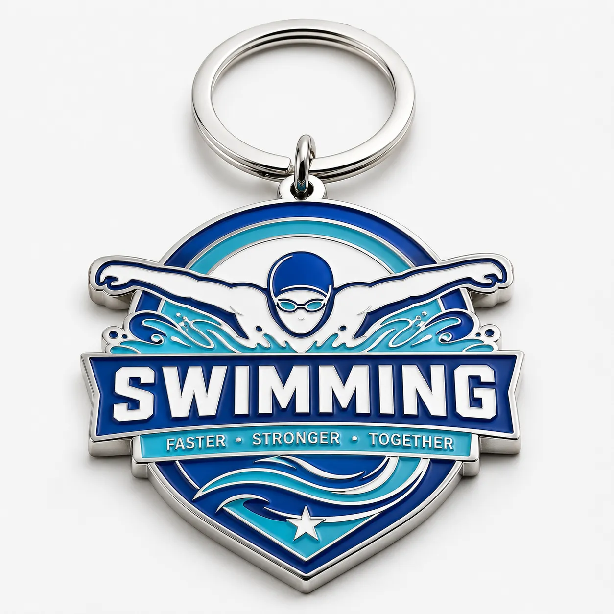 4-custom soft enamel keychain-swimming theme